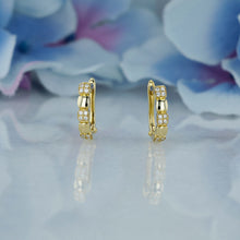 Load image into Gallery viewer, 14k Solid Gold Natural Diamond Illusion Cluster Huggy Hoop Earring