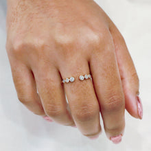 Load image into Gallery viewer, 14k Gold and Genuine Diamond Open Bezel Set Ring with High Quality Graduated Size Diamonds for Women in White, Yellow or Rose Gold