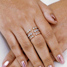 Load image into Gallery viewer, 14k Gold and Genuine Diamond Open Bezel Set Ring with High Quality Graduated Size Diamonds for Women in White, Yellow or Rose Gold