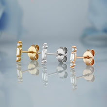 Load image into Gallery viewer, Single (Half Pair) 18k Solid Gold Diamond Baguette and Round Bar Earring Stud Climber Crawler