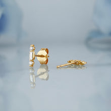 Load image into Gallery viewer, Single (Half Pair) 18k Solid Gold Diamond Baguette and Round Bar Earring Stud Climber Crawler