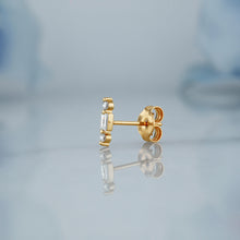 Load image into Gallery viewer, Single (Half Pair) 18k Solid Gold Diamond Baguette and Round Bar Earring Stud Climber Crawler