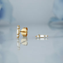 Load image into Gallery viewer, Single (Half Pair) 18k Solid Gold Diamond Baguette and Round Bar Earring Stud Climber Crawler