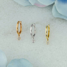 Load image into Gallery viewer, Single (Half Pair) 14k Solid Gold Natural Diamond Dangle Tear Drop Illusion Non-Pierce Ear Cuff