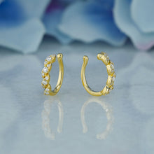 Load image into Gallery viewer, Single (Half Pair) 14k Solid Gold Natural Diamond Twist Leaf Illusion Non-Pierce Ear Cuff