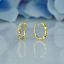 Load image into Gallery viewer, Single (Half Pair) 14k Solid Gold Natural Diamond Twist Leaf Illusion Non-Pierce Ear Cuff