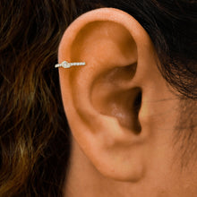 Load image into Gallery viewer, Single (Half Pair) 14k Solid Gold Natural Diamond Tear Drop Center Illusion Non-Pierce Ear Cuff