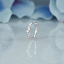 Load image into Gallery viewer, Single (Half Pair) 14k Solid Gold Natural Diamond Tear Drop Center Illusion Non-Pierce Ear Cuff