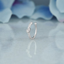 Load image into Gallery viewer, Single (Half Pair) 14k Solid Gold Natural Diamond Tear Drop Center Illusion Non-Pierce Ear Cuff