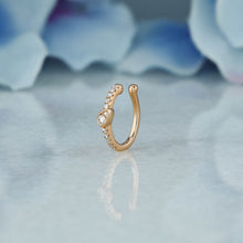 Load image into Gallery viewer, Single (Half Pair) 14k Solid Gold Natural Diamond Tear Drop Center Illusion Non-Pierce Ear Cuff