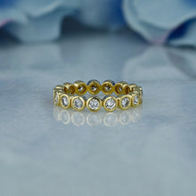 Load image into Gallery viewer, 14k Solid Gold Natural Diamond FULL Eternity Bezel Set Wedding Band Stack Ring