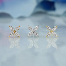 Load image into Gallery viewer, Single (Half Pair) 14k Solid Gold Natural Diamond Marquise Flower Shape Stud Earring
