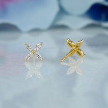 Load image into Gallery viewer, Single (Half Pair) 14k Solid Gold Natural Diamond Marquise Flower Shape Stud Earring