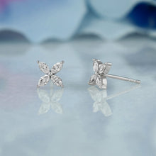 Load image into Gallery viewer, Single (Half Pair) 14k Solid Gold Natural Diamond Marquise Flower Shape Stud Earring