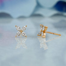 Load image into Gallery viewer, Single (Half Pair) 14k Solid Gold Natural Diamond Marquise Flower Shape Stud Earring