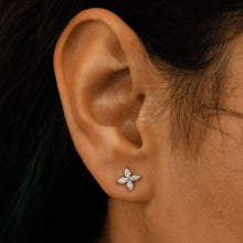 Load image into Gallery viewer, Single (Half Pair) 14k Solid Gold Natural Diamond Marquise Flower Shape Stud Earring