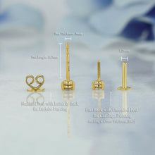 Load image into Gallery viewer, Single (Half Pair) 14k Solid Gold Natural Diamond Low Profile Small Three Prong Minimalist Stud Earrings