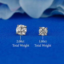Load image into Gallery viewer, IGI Certified 1.00 Carat or 2.00 Carat Natural Diamond 14k Solid Gold Round Solitaire Screw Back Stud Earrings