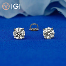 Load image into Gallery viewer, IGI Certified 1.00 Carat or 2.00 Carat Natural Diamond 14k Solid Gold Round Solitaire Screw Back Stud Earrings