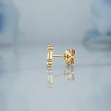 Load image into Gallery viewer, Single (Half Pair) 18k Solid Gold Diamond Baguette and Round Bar Earring Stud Climber Crawler