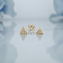 Load image into Gallery viewer, Single (Half Pair) 14k Solid Gold Natural Diamond Small Micro Pavé Triangle Stud Earring