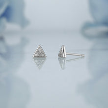 Load image into Gallery viewer, Single (Half Pair) 14k Solid Gold Natural Diamond Small Micro Pavé Triangle Stud Earring