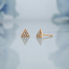 Load image into Gallery viewer, Single (Half Pair) 14k Solid Gold Natural Diamond Small Micro Pavé Triangle Stud Earring