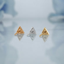 Load image into Gallery viewer, Single (Half Pair) 14k Solid Gold Natural Diamond Small Micro Pavé Triangle Stud Earring