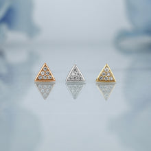 Load image into Gallery viewer, Single (Half Pair) 14k Solid Gold Natural Diamond Small Micro Pavé Triangle Stud Earring