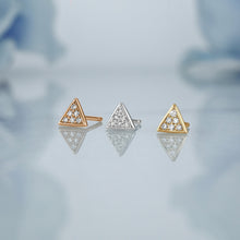Load image into Gallery viewer, Single (Half Pair) 14k Solid Gold Natural Diamond Small Micro Pavé Triangle Stud Earring
