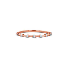 Load image into Gallery viewer, 14k Gold Genuine Diamond Thin Distance Promise Stack Ring Band w/ 9 High Quality Diamonds in White Yellow or Gold

