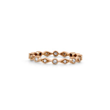 Load image into Gallery viewer, Social Value 14k Rose Gold and Genuine Diamond Minimalist Microset Open Thin Stack Band Ring (Size 5)
