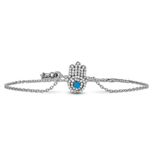 Load image into Gallery viewer, Social Value 18k Solid Rose Gold and Genuine Natural Diamond Turquoise Pave Evil Eye Bracelet
