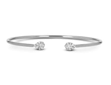 Load image into Gallery viewer, Social Value 18k Rose Gold and Genuine Diamond Open Cluster Teardrop Flexible Stackable Bangle Bracelet Cuf
