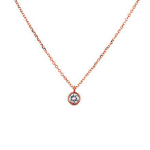Load image into Gallery viewer, Social Value 14K Solid Gold Genuine Diamond Bezel Set Solitaire Drop Necklace
