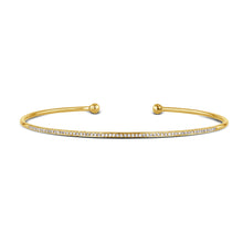 Load image into Gallery viewer, 14k Solid Gold and Genuine Diamond Thin Stackable Bangle Cuff
