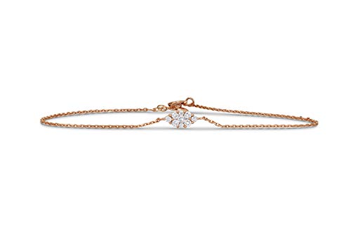 Social Value 18K Solid Gold Natural Diamond Marquise Shaped Evil Eye Chain Bracelet
