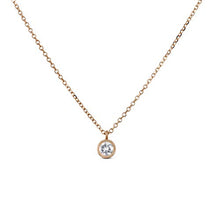 Load image into Gallery viewer, Social Value 14K Solid Gold Genuine Diamond Bezel Set Solitaire Drop Necklace
