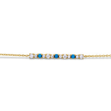 Load image into Gallery viewer, Social Value 18k Rose Gold Diamond and Turquoise Adjustable Chain Stack Bracelet
