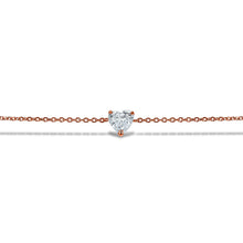 Load image into Gallery viewer, Social Value 18k Rose Gold Genuine Diamond  Heart Solitaire Stacking Layering Adjustable Dainty Minimalist Chain Bracelet, .21ct
