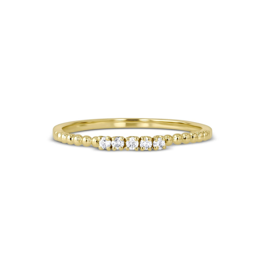 Social Value 14k Rose Gold Genuine Diamond 5 Stone Beaded Stacking Ring, Size 4