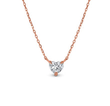 Load image into Gallery viewer, Social Value 18k Rose Gold Genuine Small Heart Shaped Diamond Minimalist Layering Stacking Solitaire Necklace w/ Adjustable Drawstring Chain
