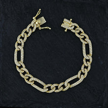 Load image into Gallery viewer, Social Value 18k Solid Rose Gold Genuine Natural Diamond Heavyweight Figaro Link Reversible Chain Bracelet
