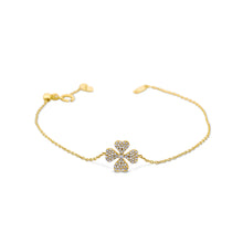 Load image into Gallery viewer, Social Value 18K Solid Rose Gold Natural Diamond Clover Chain Bracelet
