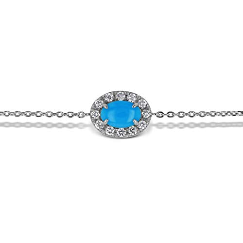 Social Value 18k Solid Gold Natural Diamond and Turquoise Chain Bracelet