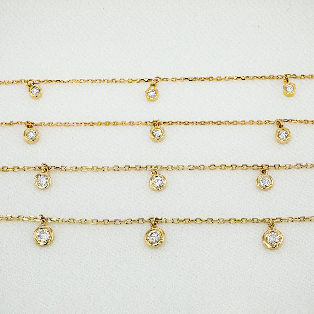 Social Value 14k Yellow Gold Bezel Set Drop 8 inch Bracelet, .10ct