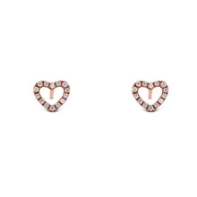Load image into Gallery viewer, Social Value 18K Gold Natural Diamond Open Heart Earrings
