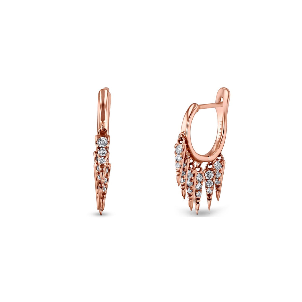 Social Value Pair of 18k Rose Gold and Genuine Diamond Round Huggy Hoop Earrings