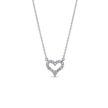Load image into Gallery viewer, 14k Solid Gold Genuine Natural Diamond Heart Necklace Classic Open Design for Women or Girls White Yellow Rose Gold
