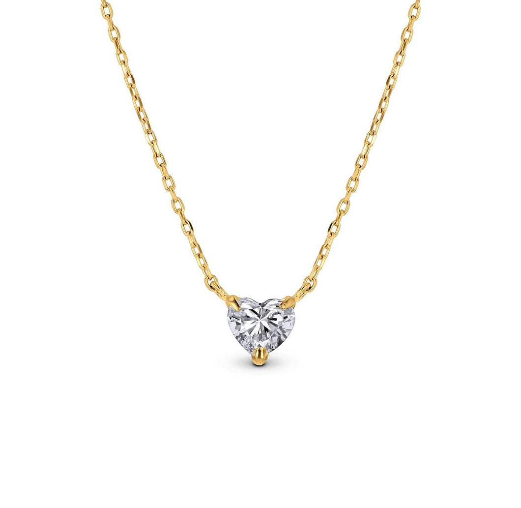 Social Value 18k Rose Gold Genuine Small Heart Shaped Diamond Minimalist Layering Stacking Solitaire Necklace w/ Adjustable Drawstring Chain